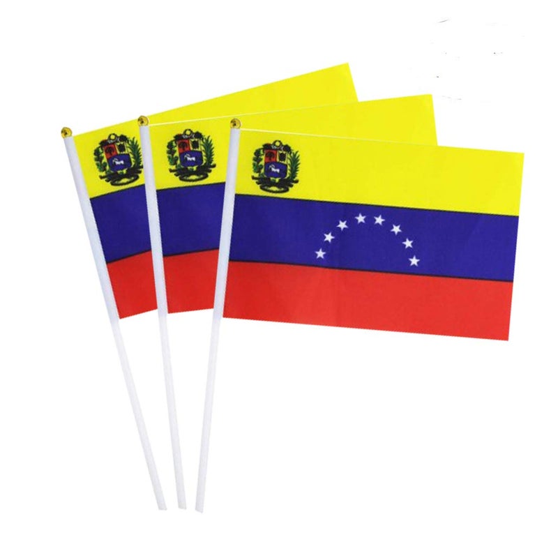 mflagperft Venezuela Flag Venezuelan Flag, Small Mini Handheld Venezuela Flags on Stick, Ideal for Party Parades Sports Events Patriotic Festival Decorations - Image 1
